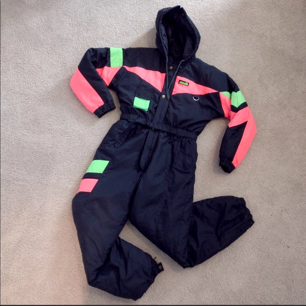 Vintage neon women's ski suit.
